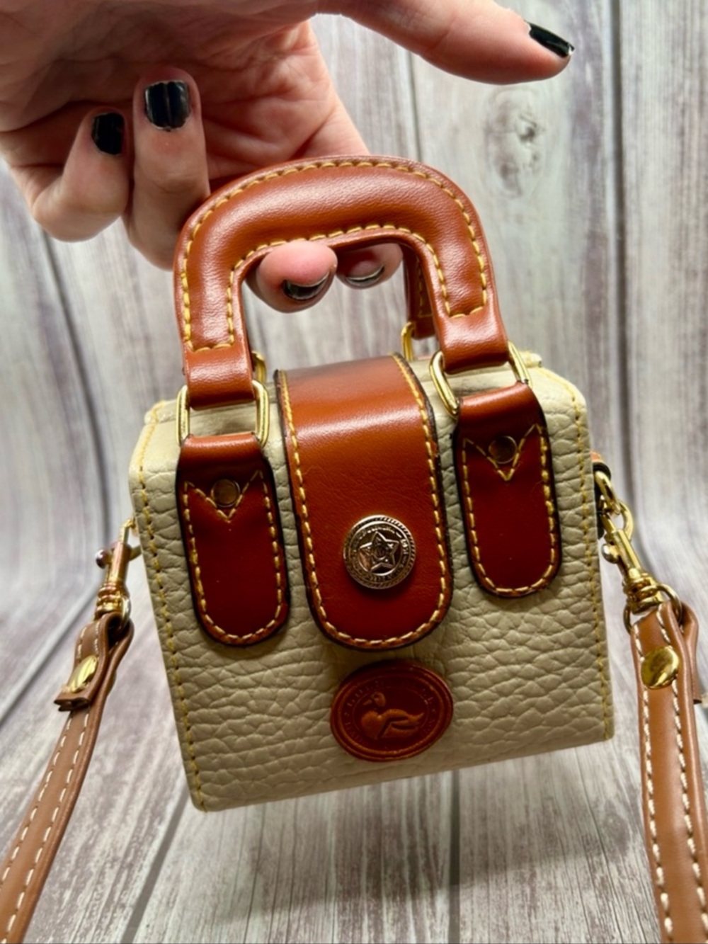 VTG GOLD DUCK LEATHER COLLECTION Micro Mini Top Handle Satchel Bag